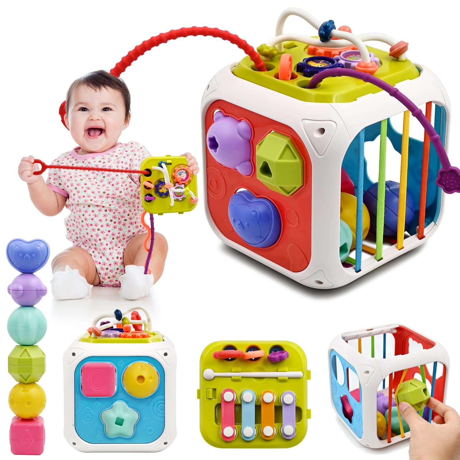 Joyfulbabygoods 7 in 1 Toy Baby Educational Toy 7-in-1, Activity Cube for 18-36 Months