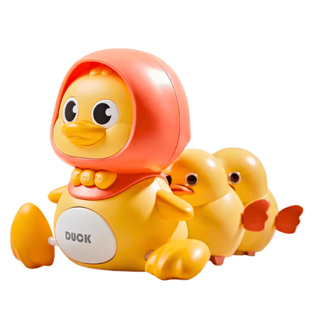 Joyfulbabygoods Crawling Toy Duck Mom and 2 Ducklings Crawling Duck Toy Music, LED Night Light, Sounds - Magnetic Ducklings