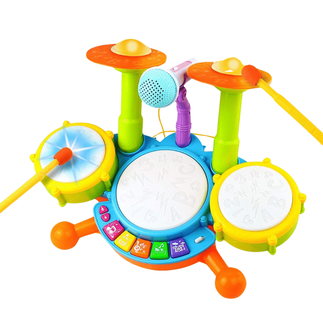 Joyfulbabygoods Instrument Baby Drum Set Toy 3-in-1 Musical Instrument with Lights & Sound