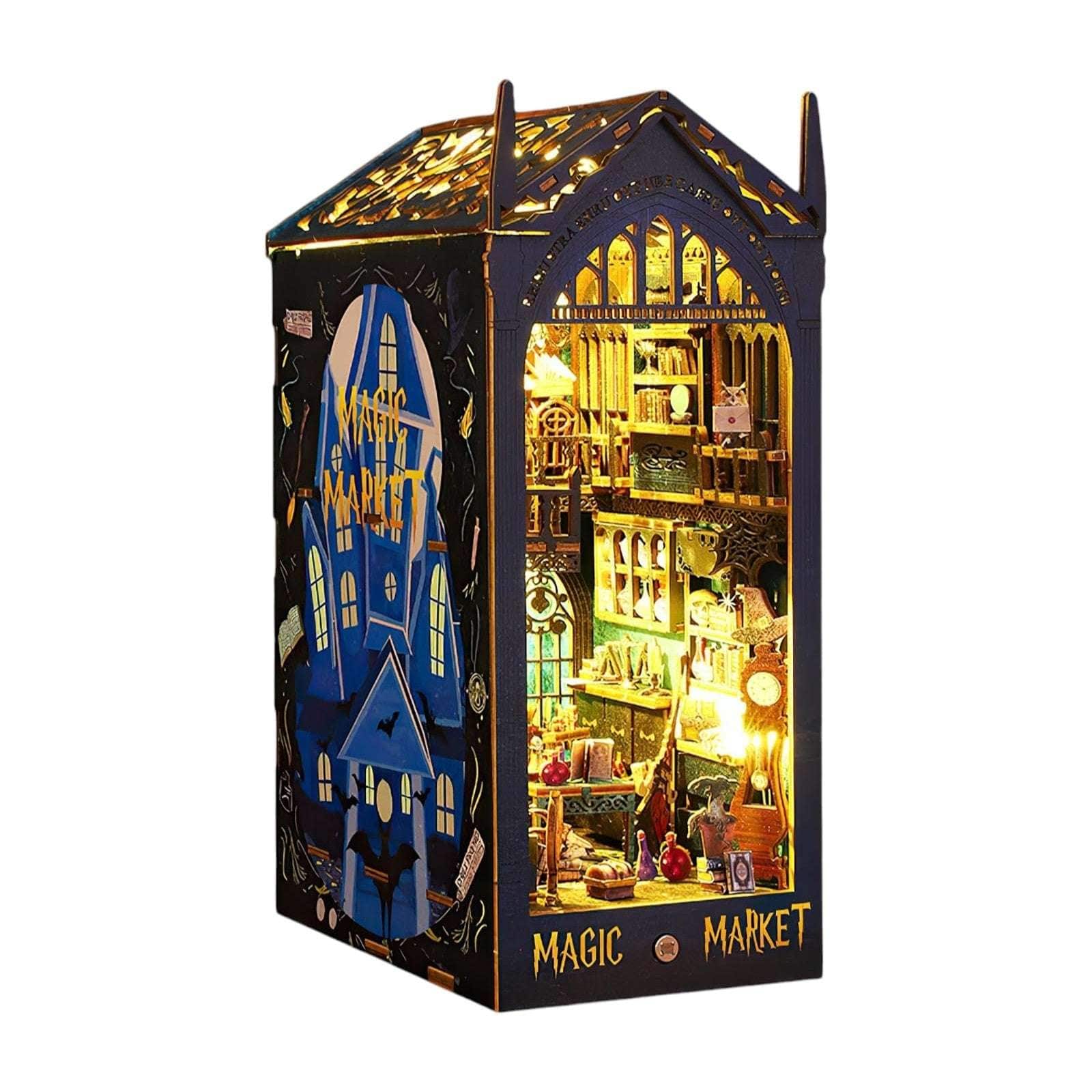 Joyfulbabygoods Market book Blue Magic Market Book Nook Kit with LED Lights and DIY Miniatures