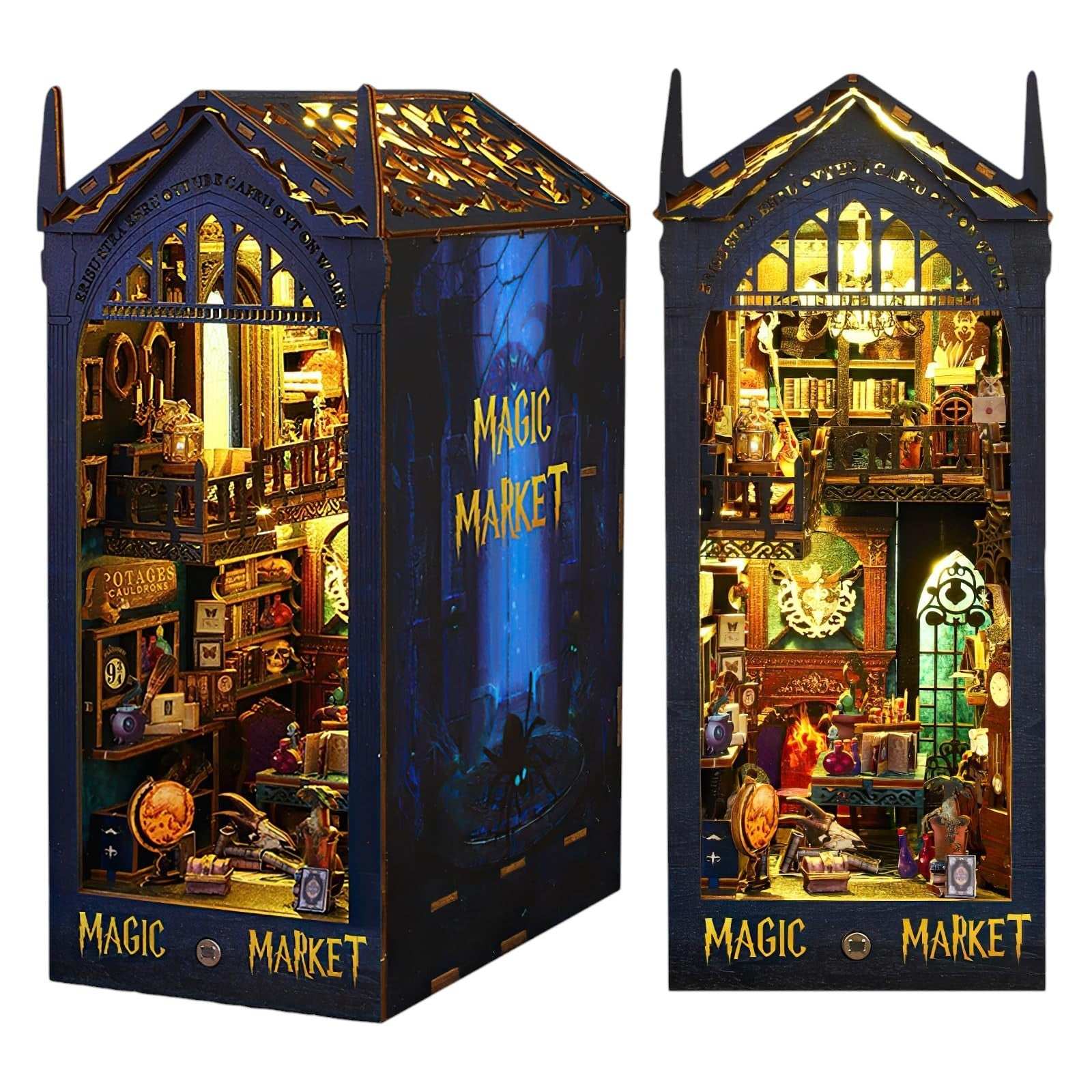 Joyfulbabygoods Market book Magic Market Book Nook Kit with LED Lights and DIY Miniatures
