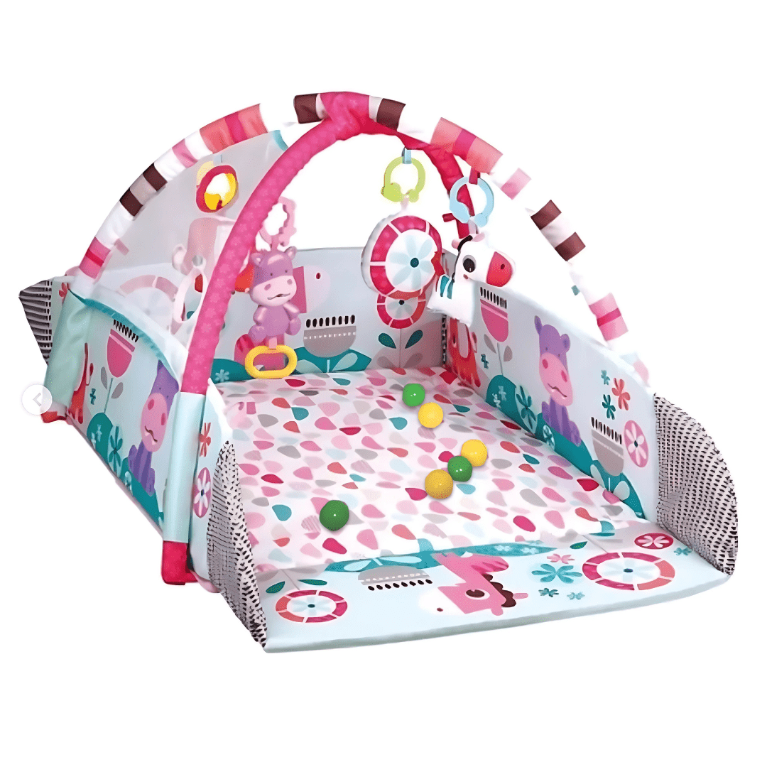 Joyfulbabygoods Play Mat Baby Fitness Frame with Crawling Mat, Learning Play Gym with Soft Toys
