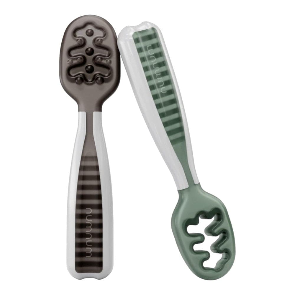 Joyfulbabygoods Spoon Gray / Green Self-Feeding Baby Spoons, Silicone BLW Utensils, BPA-Free, 2 Pack