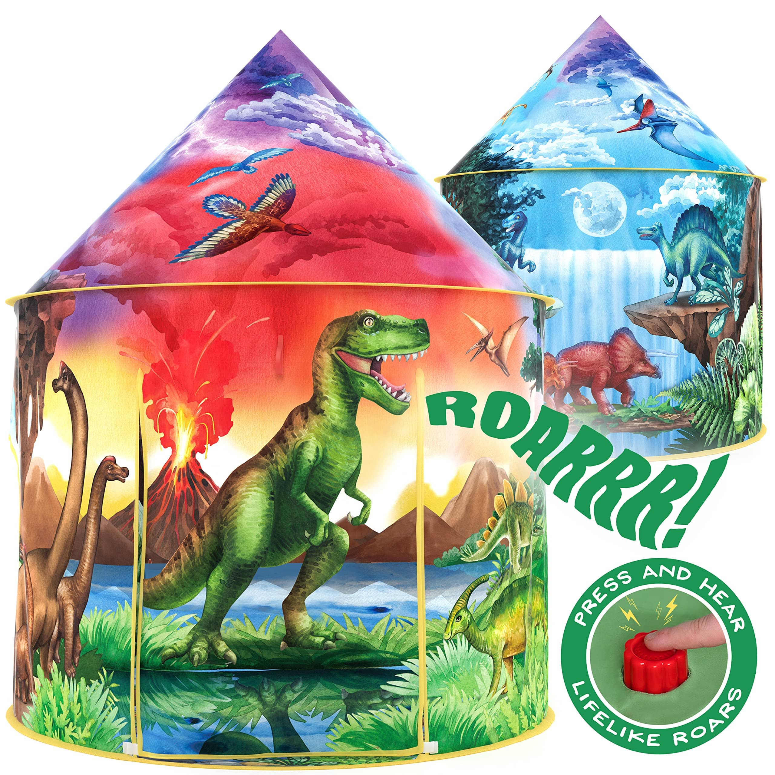 Joyfulbabygoods Tent Dinosaur Play Tent for Kids Indoor & Outdoor with Roaring Sound Button