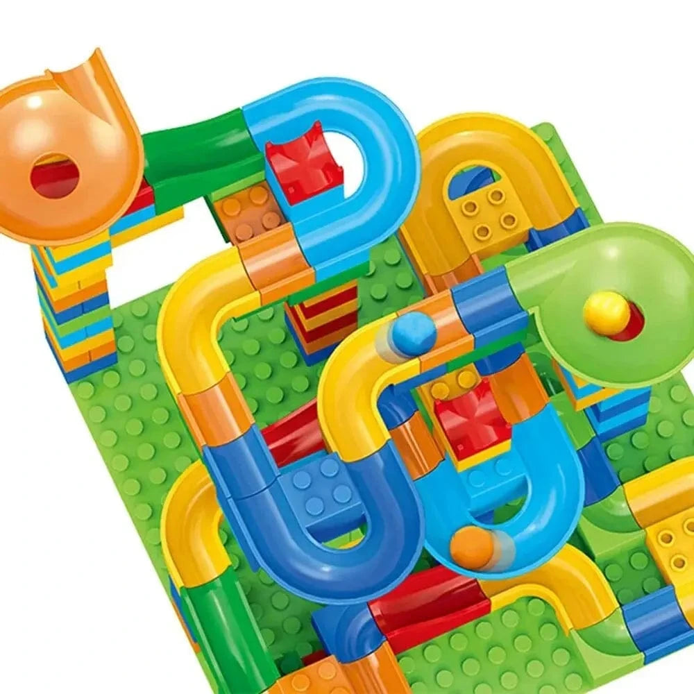 Joyfulbabygoods toboggan pour petites balles Brick Ball Run for Kids - 514-Piece Interactive Track Set