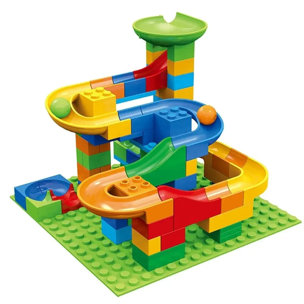 Joyfulbabygoods toboggan pour petites balles Brick Ball Run for Kids - 514-Piece Interactive Track Set
