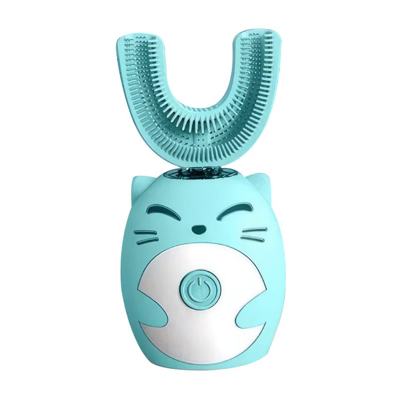 Joyfulbabygoods Toothbrush Blue USB Rechargeable U-Shaped Kids Electric Toothbrush, Silicone Head