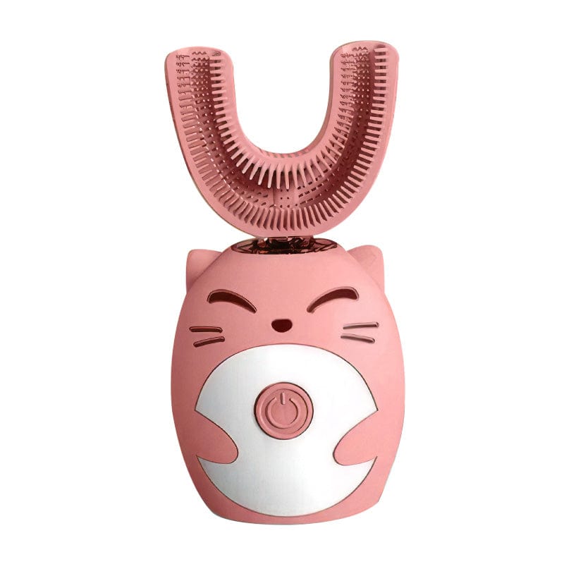 Joyfulbabygoods Toothbrush Pink USB Rechargeable U-Shaped Kids Electric Toothbrush, Silicone Head