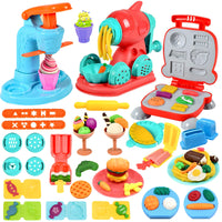 3-in-1 Montessori Dough Kitchen Play Set – Ice Cream, Noodle & Burger Maker Toy for Kids Dough Kitchen Toy Set