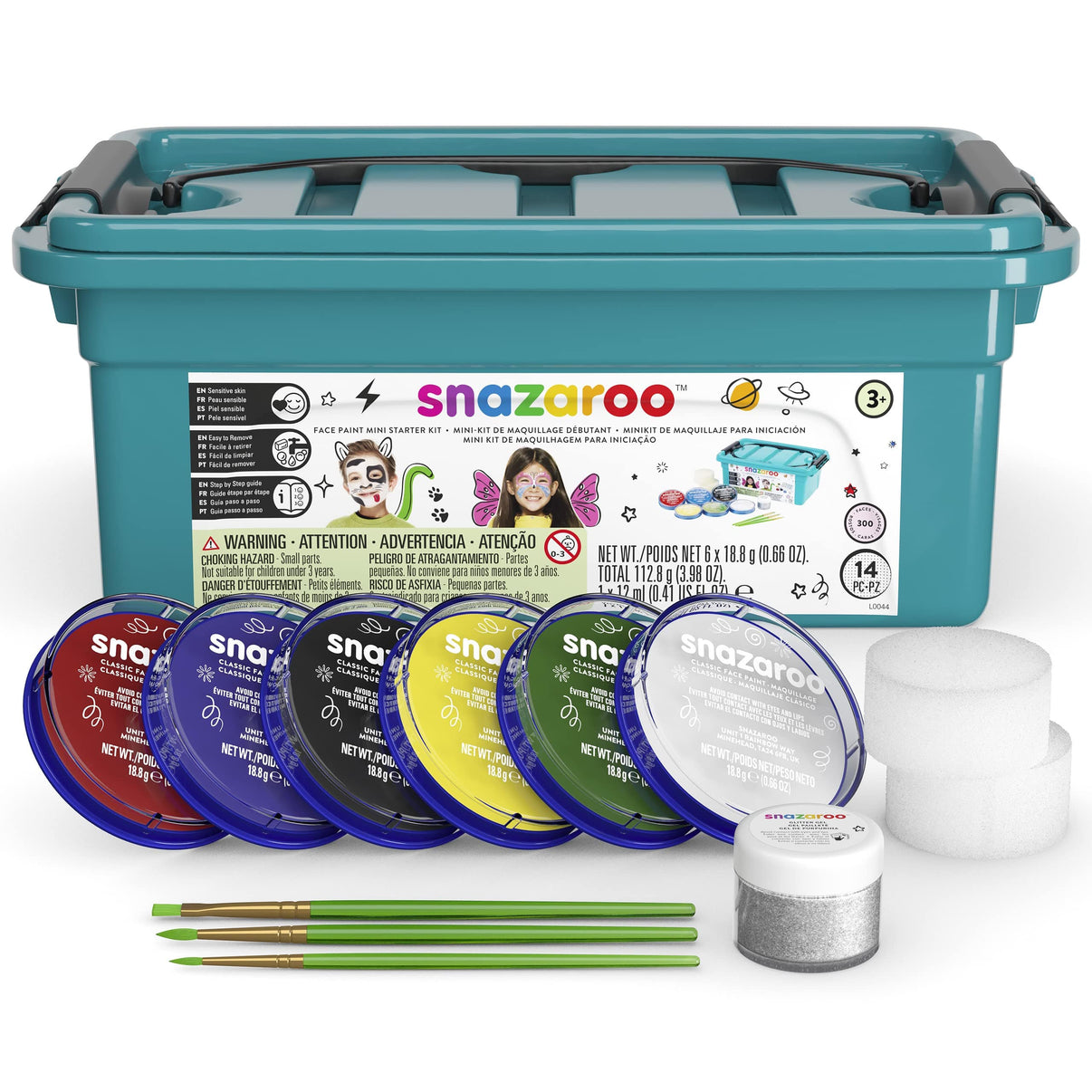 Water-Based Face Paint Kit – 14-Piece Set with Brushes, Sponges & Glitter Ge Face Paint