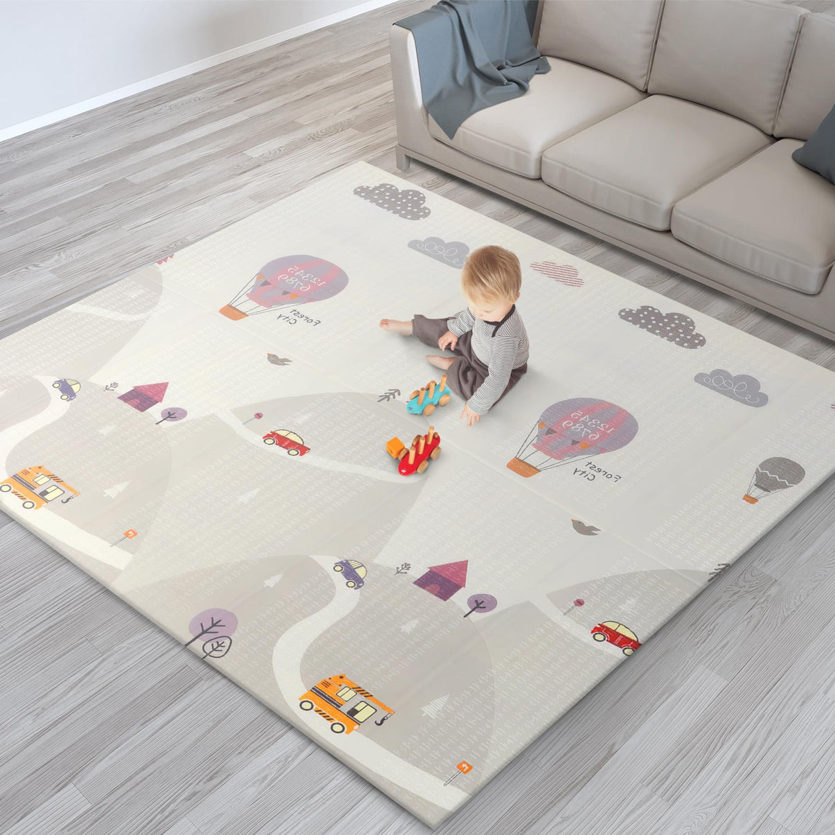 Foldable Reversible Waterproof Baby Play and Picnic Mat with Carry Bag Reversible Mat