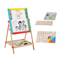 Adjustable Double-Sided Wooden Easel Wooden Kids Board